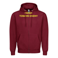 Burgundy FRONT TOWARD ENEMY Zipper Hoodie - linhVisuals