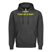 Charcoal Heather FRONT TOWARD ENEMY Zipper Hoodie - linhVisuals