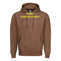 Chestnut FRONT TOWARD ENEMY Zipper Hoodie - linhVisuals