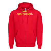 Red FRONT TOWARD ENEMY Zipper Hoodie - linhVisuals