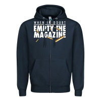 Navy when in doubt empty the magazine Zipper Hoodie - linhVisuals