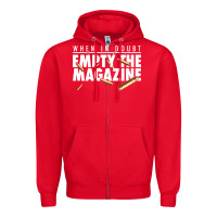 Red when in doubt empty the magazine Zipper Hoodie - linhVisuals