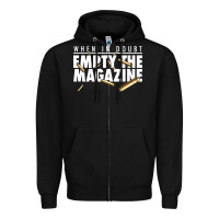 Black when in doubt empty the magazine Zipper Hoodie - linhVisuals