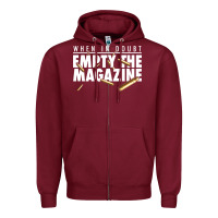 Burgundy when in doubt empty the magazine Zipper Hoodie - linhVisuals