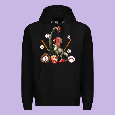 Brachiosaurus With Baseball Premium Hoodie Designed By Artiststas