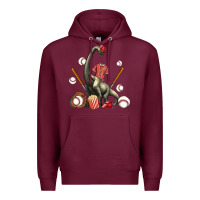 Burgundy brachiosaurus with baseball Premium Hoodie - Artiststas