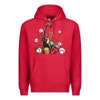 Cardinal brachiosaurus with baseball Premium Hoodie - Artiststas