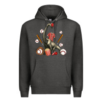 Charcoal Heather brachiosaurus with baseball Premium Hoodie - Artiststas