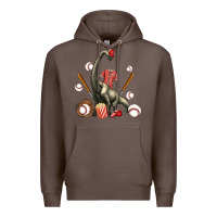 Coffee brachiosaurus with baseball Premium Hoodie - Artiststas