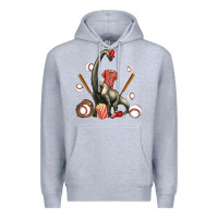 Heather Grey brachiosaurus with baseball Premium Hoodie - Artiststas