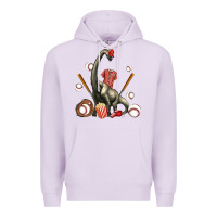 Lilac brachiosaurus with baseball Premium Hoodie - Artiststas