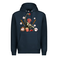 Navy brachiosaurus with baseball Premium Hoodie - Artiststas