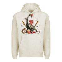 Oatmeal Heather brachiosaurus with baseball Premium Hoodie - Artiststas