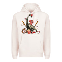 Pale Pink brachiosaurus with baseball Premium Hoodie - Artiststas