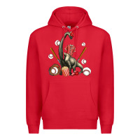 Red brachiosaurus with baseball Premium Hoodie - Artiststas