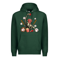 Sports Green brachiosaurus with baseball Premium Hoodie - Artiststas