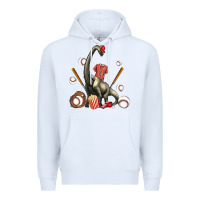 White brachiosaurus with baseball Premium Hoodie - Artiststas