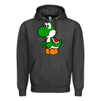 Charcoal Heather Yoshi Green Zipper Hoodie - linhVisuals