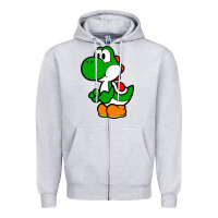 Heather Grey Yoshi Green Zipper Hoodie - linhVisuals