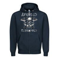 Navy avenged sevenfold 42 Zipper Hoodie - linhVisuals
