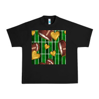 Black american football field and hearts seamless pattern Urban Heavy Tee - BundleAndBundleShop
