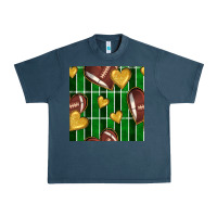Midnight Navy american football field and hearts seamless pattern Urban Heavy Tee - BundleAndBundleShop