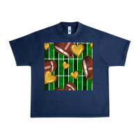 Navy american football field and hearts seamless pattern Urban Heavy Tee - BundleAndBundleShop