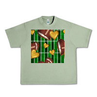 Oil Green american football field and hearts seamless pattern Urban Heavy Tee - BundleAndBundleShop