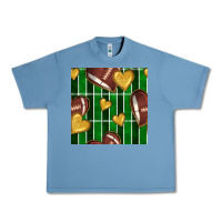 Pebble Blue american football field and hearts seamless pattern Urban Heavy Tee - BundleAndBundleShop