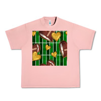 Salmon american football field and hearts seamless pattern Urban Heavy Tee - BundleAndBundleShop