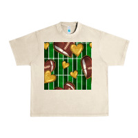 Sandshell american football field and hearts seamless pattern Urban Heavy Tee - BundleAndBundleShop
