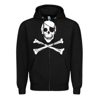 Black skull crossbones Zipper Hoodie - linhVisuals