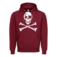 Burgundy skull crossbones Zipper Hoodie - linhVisuals