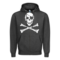 Charcoal Heather skull crossbones Zipper Hoodie - linhVisuals