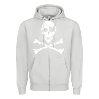Dove Grey skull crossbones Zipper Hoodie - linhVisuals