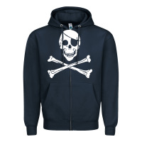 Navy skull crossbones Zipper Hoodie - linhVisuals