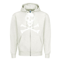 Oatmeal Heather skull crossbones Zipper Hoodie - linhVisuals