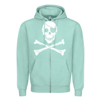 Seafoam skull crossbones Zipper Hoodie - linhVisuals