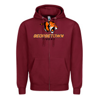 Burgundy georgetown college tiger Zipper Hoodie - linhVisuals