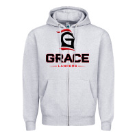 Heather Grey grace college & seminary lancers1 vectorized Zipper Hoodie - linhVisuals