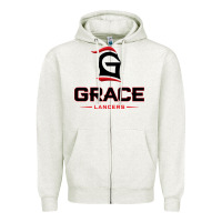 Oatmeal Heather grace college & seminary lancers1 vectorized Zipper Hoodie - linhVisuals