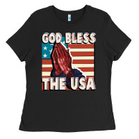 Black God Bless the USA Ladies Tee - FaDigitalArtStudio