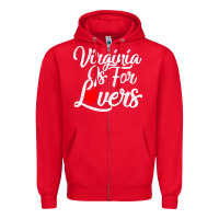 Red virginia is for lovers Zipper Hoodie - linhVisuals