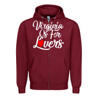 Burgundy virginia is for lovers Zipper Hoodie - linhVisuals