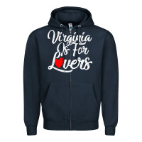 Navy virginia is for lovers Zipper Hoodie - linhVisuals