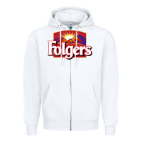 White Folgers Zipper Hoodie - linhVisuals
