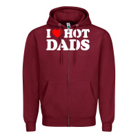 Burgundy i love hot dads shirt i heart Zipper Hoodie - linhVisuals