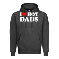 Charcoal Heather i love hot dads shirt i heart Zipper Hoodie - linhVisuals