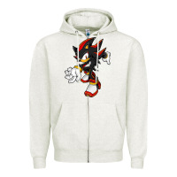 Oatmeal Heather Shadow The Hedgehog Zipper Hoodie - linhVisuals