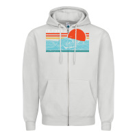 Dove Grey vintage california wave surf retro 80s california beach surfing Zipper Hoodie - linhVisuals